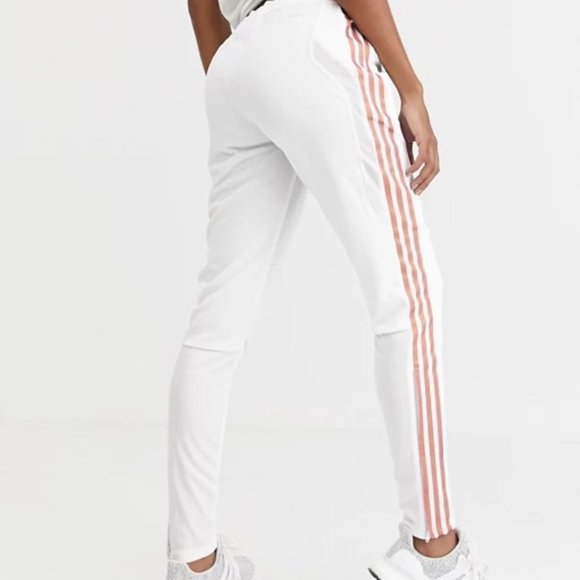 NWT ADIDAS Women Metallic CLIMACOOL Tiro 19 Active Training Pants in White Nude - Picture 2 of 10